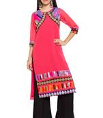 Red Printed Georgette Stitched Long Kurti