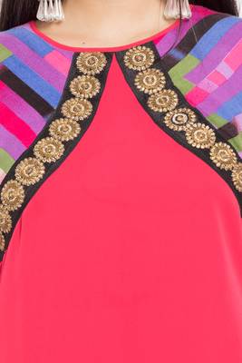 Red Printed Georgette Stitched Long Kurti 5