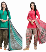 Multicolor floral print crepe salwar with dupatta