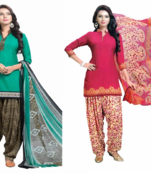 Multicolor floral print crepe salwar with dupatta