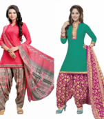 Multicolor floral print crepe salwar with dupatta
