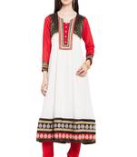 White Plain Georgette Stitched Long Kurti