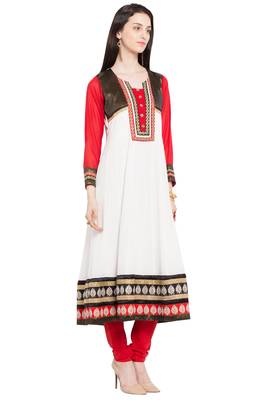 White Plain Georgette Stitched Long Kurti 4