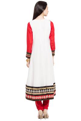 White Plain Georgette Stitched Long Kurti 5