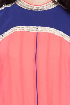 Pink Plain Georgette Stitched Long Kurti 6