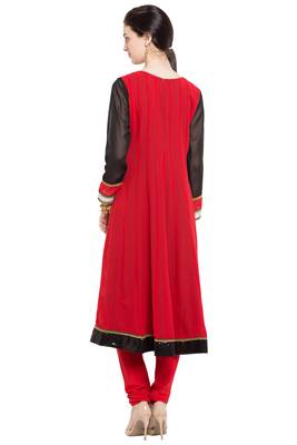 Purple Embroidered Georgette Stitched Long Kurti 5