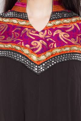Black Printed Georgette Stitched Long Kurti 6