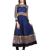 Blue Plain Georgette Stitched Long Kurti