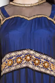 Blue Plain Georgette Stitched Long Kurti