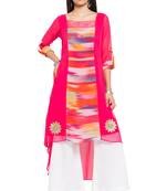 Pink Printed Georgette Stitched Long Kurti