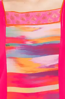 Pink Printed Georgette Stitched Long Kurti