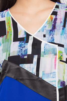 Blue Printed Georgette Stitched Long Kurti 6