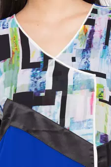 Blue Printed Georgette Stitched Long Kurti
