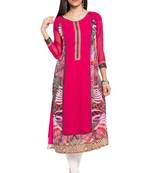 Pink Printed Georgette Stitched Long Kurti