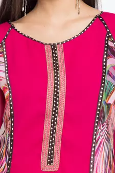Pink Printed Georgette Stitched Long Kurti