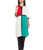 White Plain Georgette Stitched Long Kurti