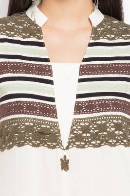 White Printed Cotton Stitched Long Kurti 6