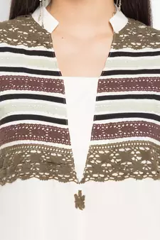 White Printed Cotton Stitched Long Kurti