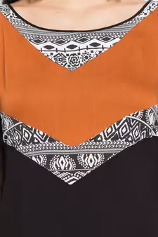 Black Printed Georgette Stitched Long Kurti