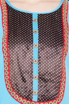 Blue Plain Georgette Stitched Long Kurti
