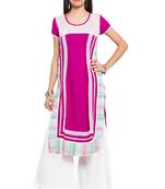 Purple Printed Cotton Stitched Long Kurti