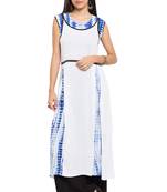 White Plain Cotton Stitched Long Kurti