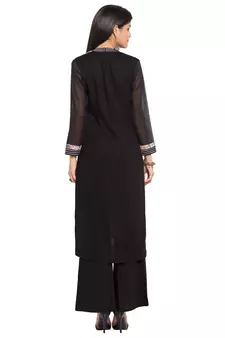 White Printed Cotton Stitched Long Kurti