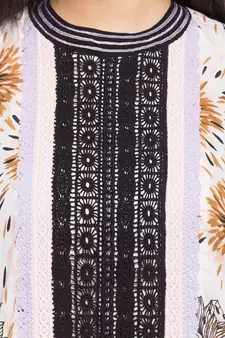 White Printed Cotton Stitched Long Kurti