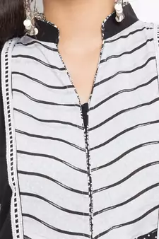Black Printed Cotton Stitched Long Kurti
