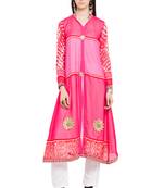 Pink Plain Georgette Stitched Long Kurti