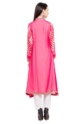 Pink Plain Georgette Stitched Long Kurti 5