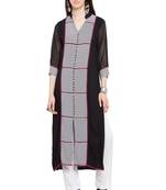 Black Printed Georgette Stitched Long Kurti