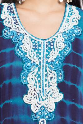 Blue Printed Georgette Stitched Long Kurti 6