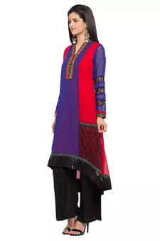 Purple Printed Georgette Stitched Long Kurti