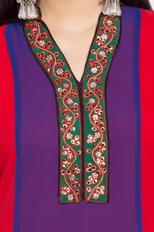 Purple Printed Georgette Stitched Long Kurti