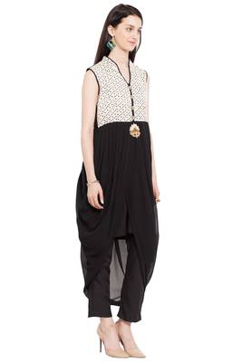 Black Plain Georgette Stitched Long Kurti 3