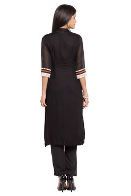 Mustard Embroidered Cotton Stitched Long Kurti 5