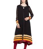 Black   Plain Georgette Stitched Long Kurti