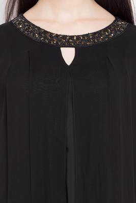 Black   Plain Georgette Stitched Long Kurti 6