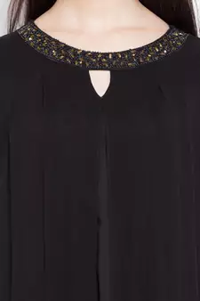 Black   Plain Georgette Stitched Long Kurti