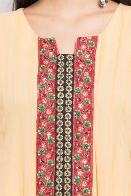 Yellow   Plain Georgette Stitched Long Kurti 6