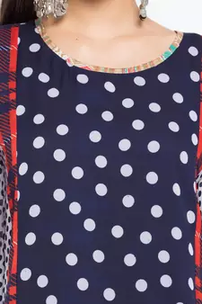 Blue   Printed Georgette Stitched Long Kurti