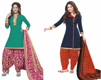 Multicolor floral print crepe salwar with dupatta 1