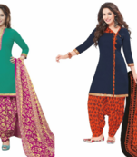 Multicolor floral print crepe salwar with dupatta