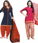 Multicolor floral print crepe salwar with dupatta