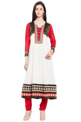 White Plain Georgette Stitched Long Kurti 2