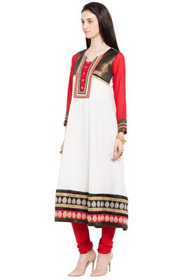 White Plain Georgette Stitched Long Kurti 7