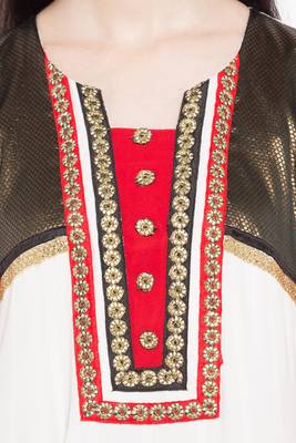 White Plain Georgette Stitched Long Kurti 10