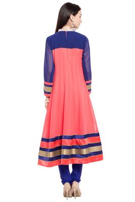 Pink Plain Georgette Stitched Long Kurti 9