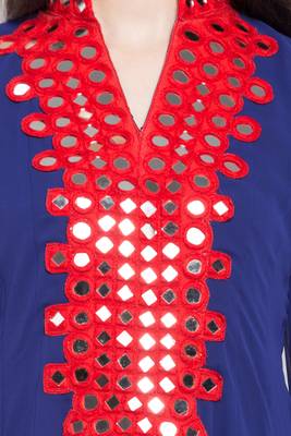 Blue Plain Georgette Stitched Long Kurti 10